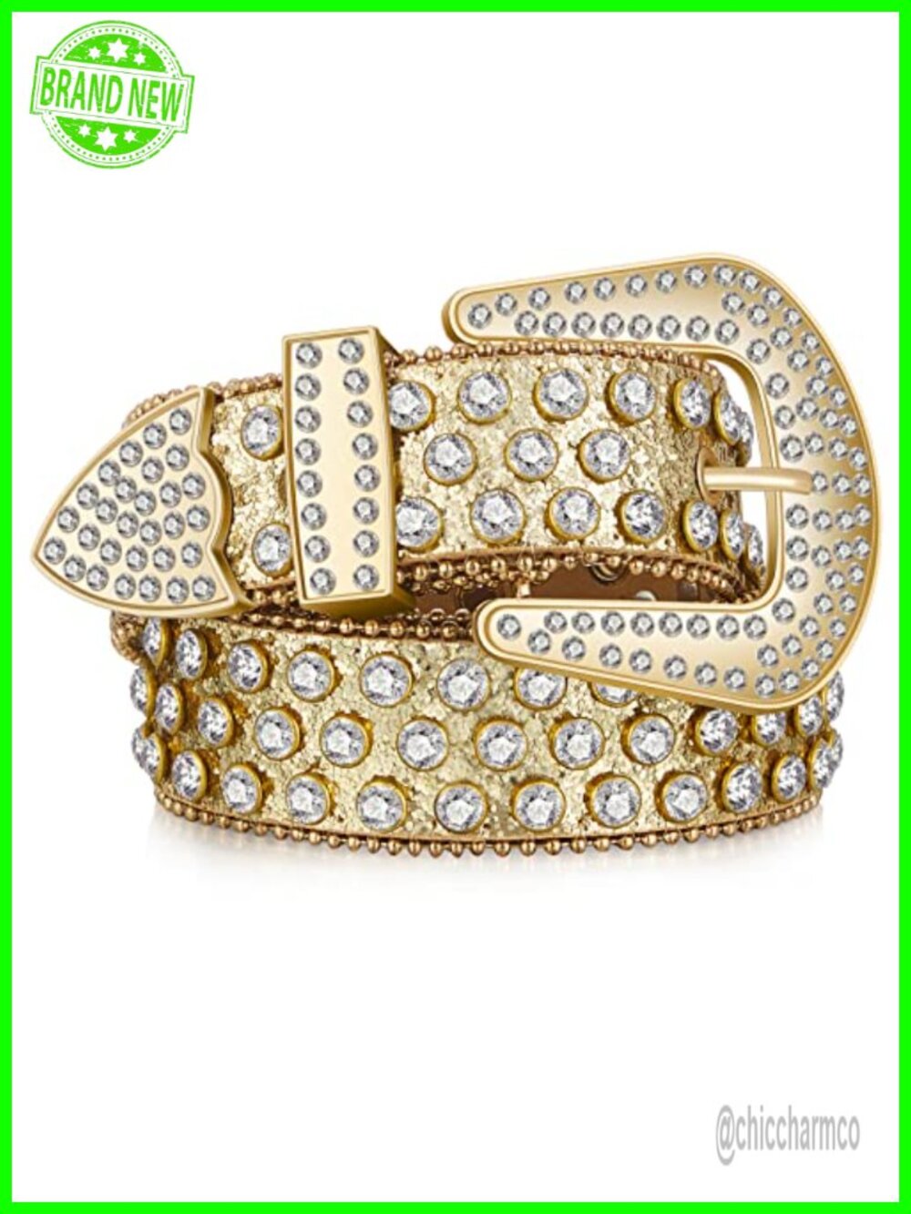 Rhinestone Western Belt Faux Leather Diamond Studded Cowgirl Bling Vintage